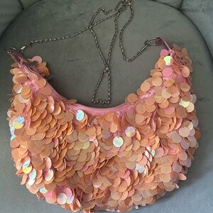 Glamorous Pink and Silver Sequin Shoulder Bag NWOT
